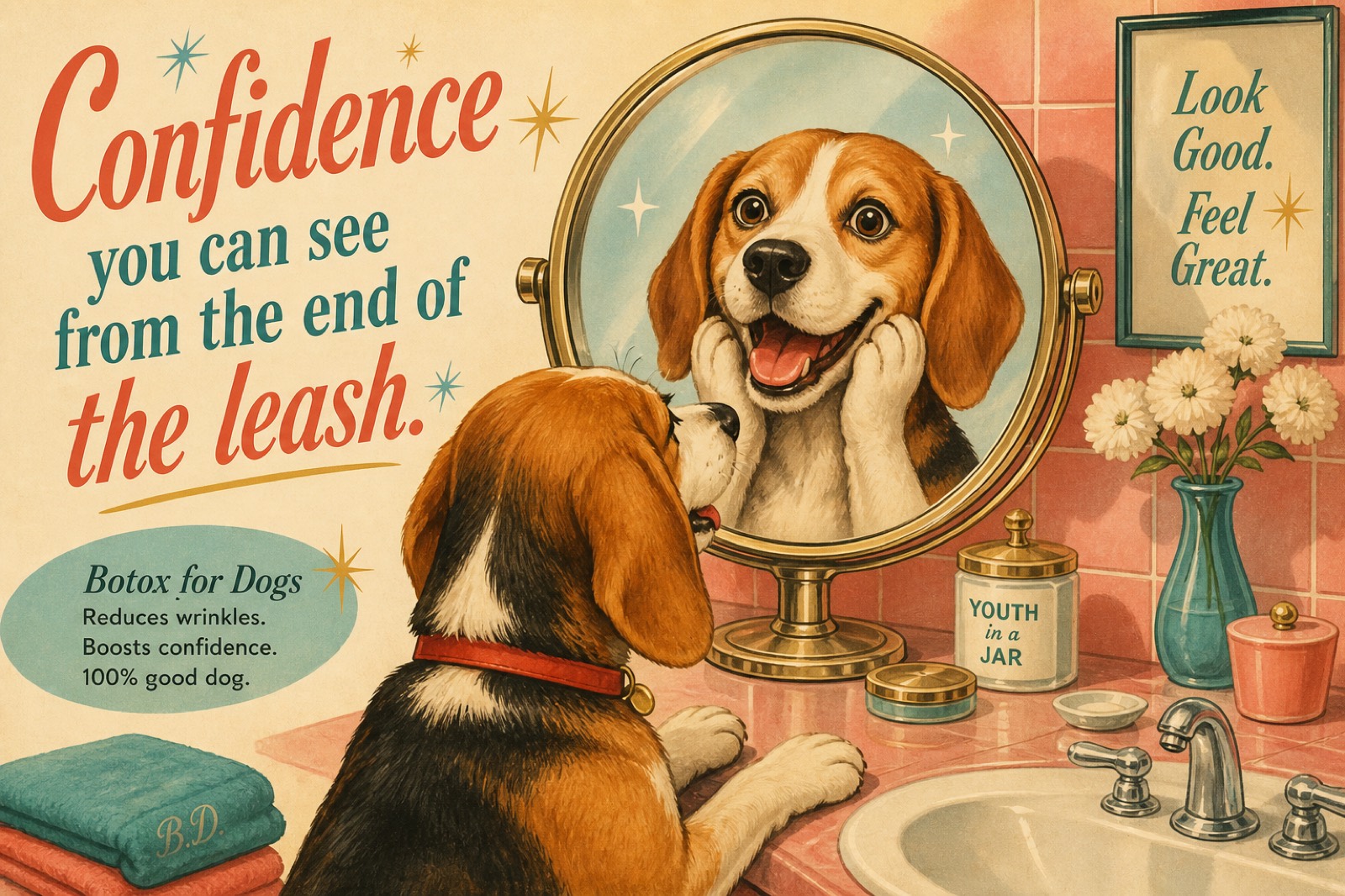 1950s advertisement: Confidence you can see from the end of the leash.